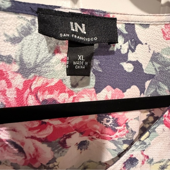 I.N. San Francisco Floral Blouse - Navy and Pink - Picture 5 of 7
